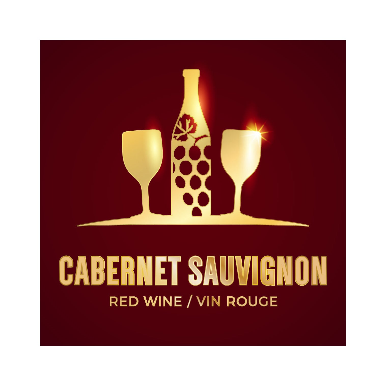 Cabernet Sauvignon Golden Bottle Roll of 500 Wine Labels (3.78 in x 3.78 in | 9.6 cm x 9.6 cm)