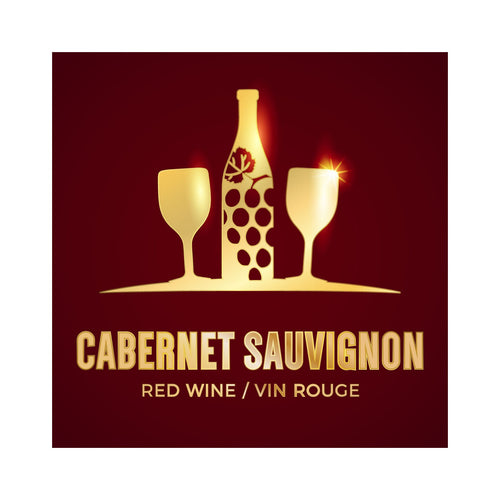 Cabernet Sauvignon Golden Bottle Pack of 50 Wine Labels (3.78 in x 3.78 in | 9.6 cm x 9.6 cm)