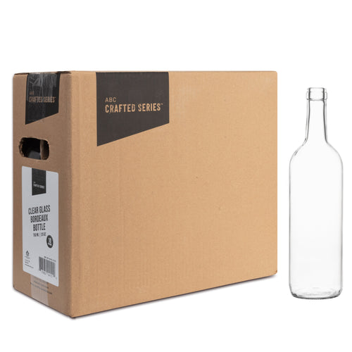 Clear Glass Bordeaux Bottle Case of 10 (750 ml | 25.36 oz)