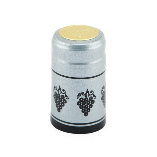 Silver/Black Grapes | Shrink Cap Pack of 100 (30.5 x 55 mm | 1.2 x 2.16 in)*