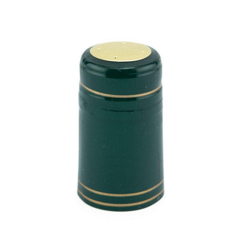 Green/Gold Stripe | Shrink Cap Pack of 100 (30.5 x 55 mm | 1.2 x 2.16 in)