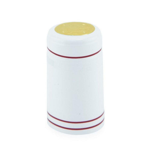 White/Red Stripe | Shrink Cap Pack of 100 (30.5 x 55 mm | 1.2 x 2.16 in)*
