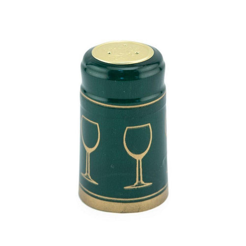 Green/Gold Glass | Shrink Cap Pack of 100 (30.5 x 55 mm | 1.2 x 2.16 in)*