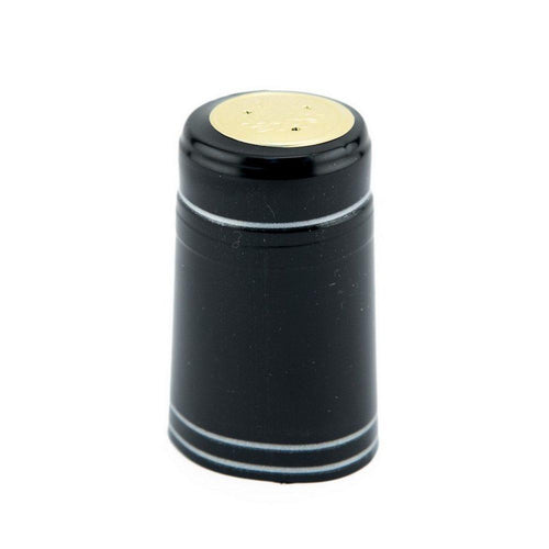 Black/Silver Stripe | Shrink Cap Pack of 100 (30.5 x 55 mm | 1.2 x 2.16 in)