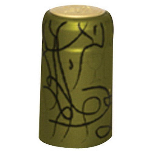 Funky Black on Dark Olive | Shrink Cap Pack of 100 (30.5 x 55 mm | 1.2 x 2.16 in)