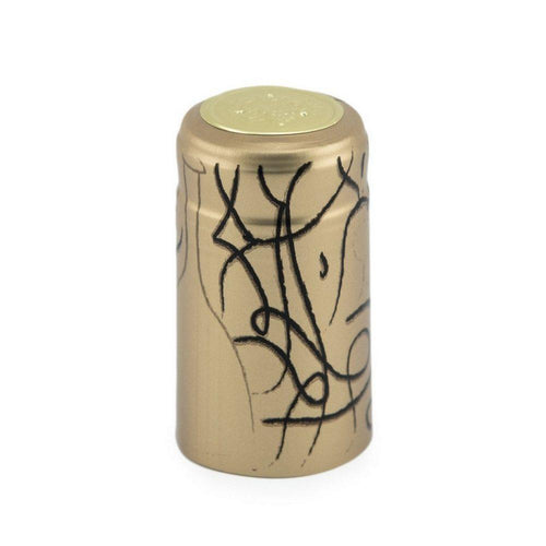 Funky Black on Gold | Shrink Cap Pack of 100 (30.5 x 55 mm | 1.2 x 2.16 in)