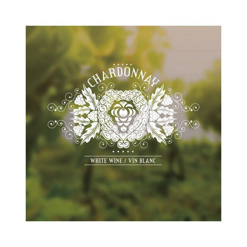Chardonnay Etching with Blurred Background Pack of 50 Wine Labels (3.78 in x 3.78 in | 9.6 cm x 9.6 cm)