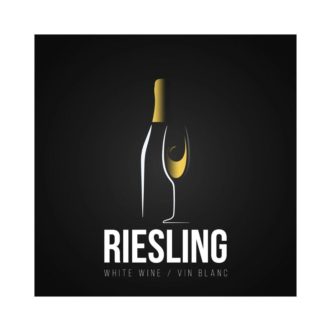 Riesling Golden Bottle and Glass of Wine Pack of 50 Wine Labels (3.78 in x 3.78 in | 9.6 cm x 9.6 cm)