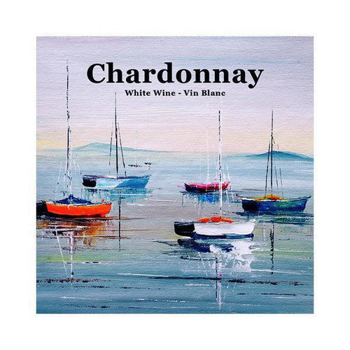 Chardonnay Sailing Boat Pack of 50 Wine Labels (3.78 in x 3.78 in | 9.6 cm x 9.6 cm)