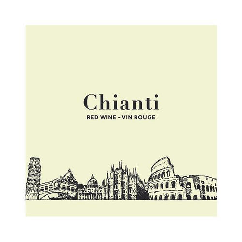 Chianti Italy skyline Pack of 50 Wine Labels (3.78 in x 3.78 in | 9.6 cm x 9.6 cm)