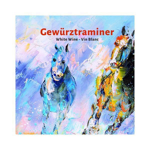Gewurztraminer Running Horse Pack of 50 Wine Labels (3.78 in x 3.78 in | 9.6 cm x 9.6 cm)