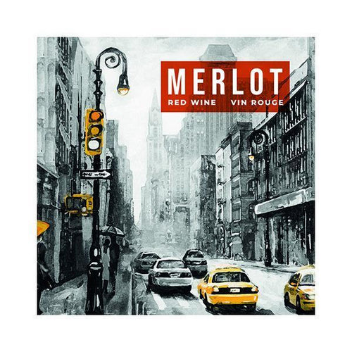 Merlot Street View of New York Pack of 50 Wine Labels (3.78 in x 3.78 in | 9.6 cm x 9.6 cm)