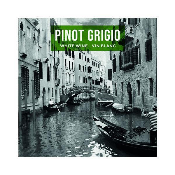 Pinot Grigio Gondolas in Venice Pack of 50 Wine Labels (3.78 in x 3.78 in | 9.6 cm x 9.6 cm)