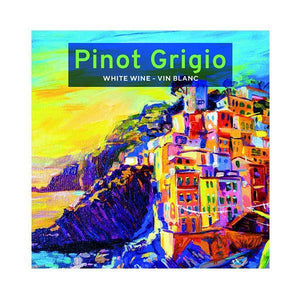 Pinot Grigio Stylized Italian Coast Pack of 50 Wine Labels (3.78 in x 3.78 in | 9.6 cm x 9.6 cm)