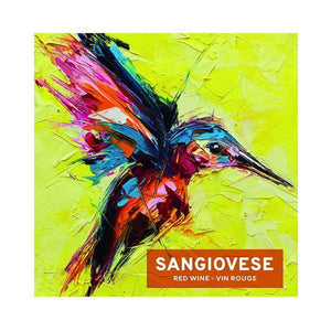 Sangiovese Flying Colorful Bird Pack of 50 Wine Labels (3.78 in x 3.78 in | 9.6 cm x 9.6 cm)