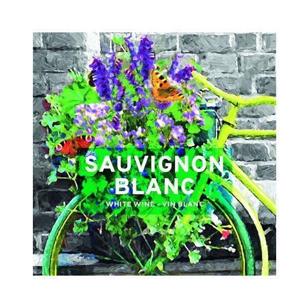 Sauvignon Blanc Green Bicycle with Flowers Pack of 50 Wine Labels (3.78 in x 3.78 in | 9.6 cm x 9.6 cm)