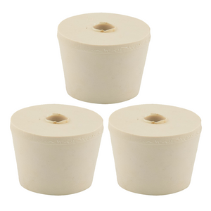 Rubber Stopper #07.5 Drilled 3 per Pack (1-17/32 x 1-7/32 x 1 in | 39 x 31 x 25 mm)