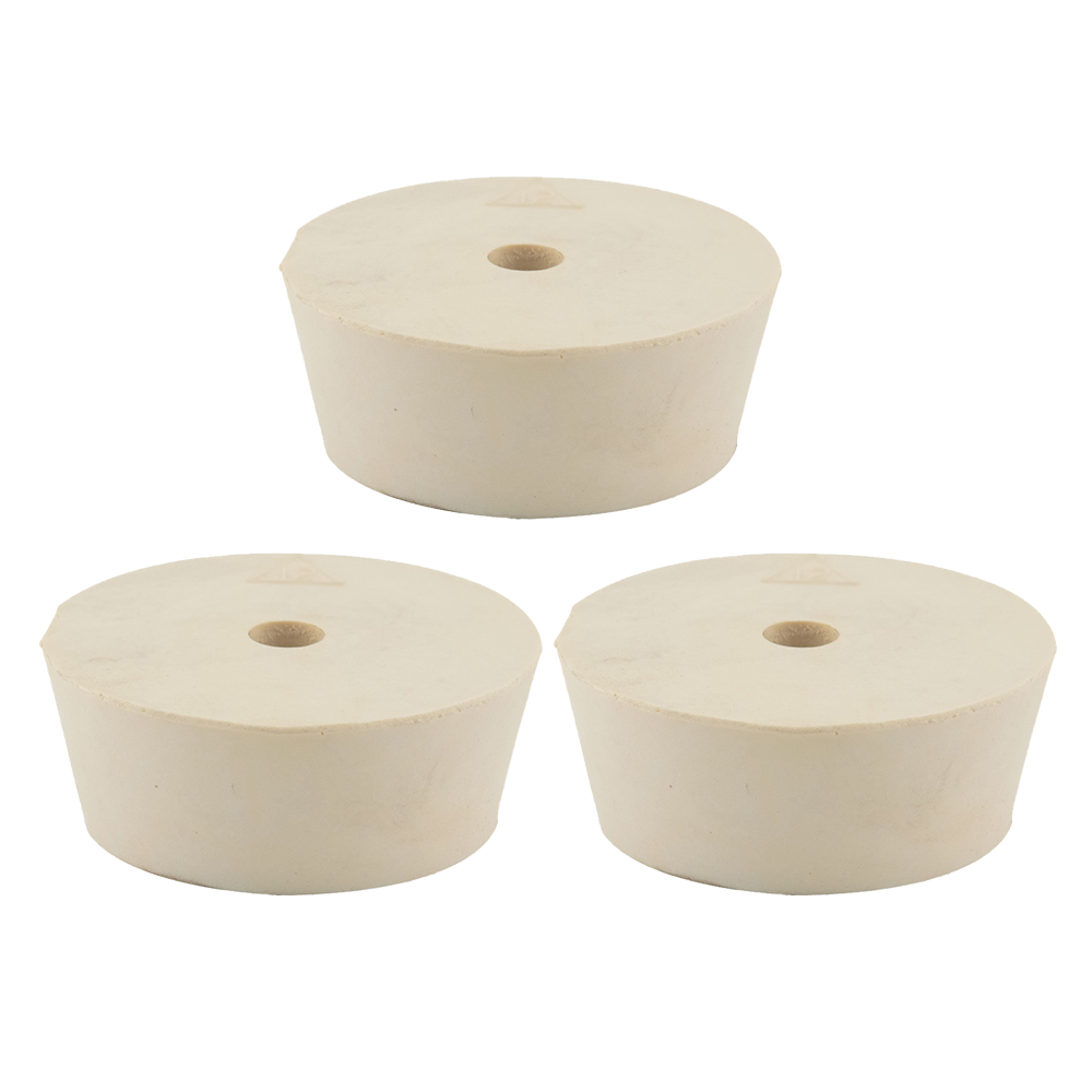 Rubber Stopper #12 Drilled 3 per Pack (2-33/64 x 2-1/8 x 1 in | 64 x 54 x 25 mm)