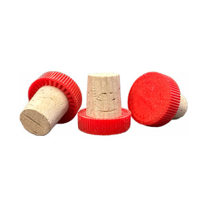 Plastic Top Corks #7 Pack of 100 Red (26 mm x 16mm | 1.02 in x 0.63 in)