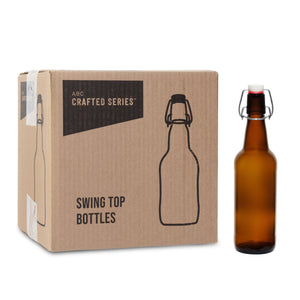 Swing Top Amber Beer Bottle with Closures 12 Per Case (500 ml | 16.91 oz)