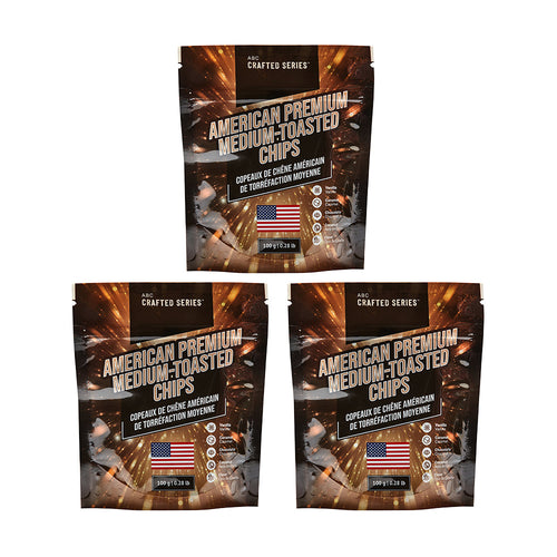 American Premium Medium Toasted Oak Chips - 100 gr | 3.52 oz (3/Pack)