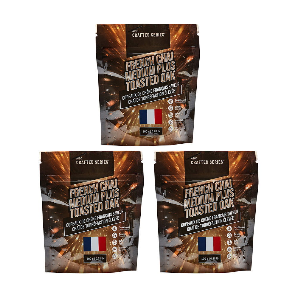 French Chai Medium Plus Toasted Oak Chips - 100 gr | 3.52 oz (3/Pack)