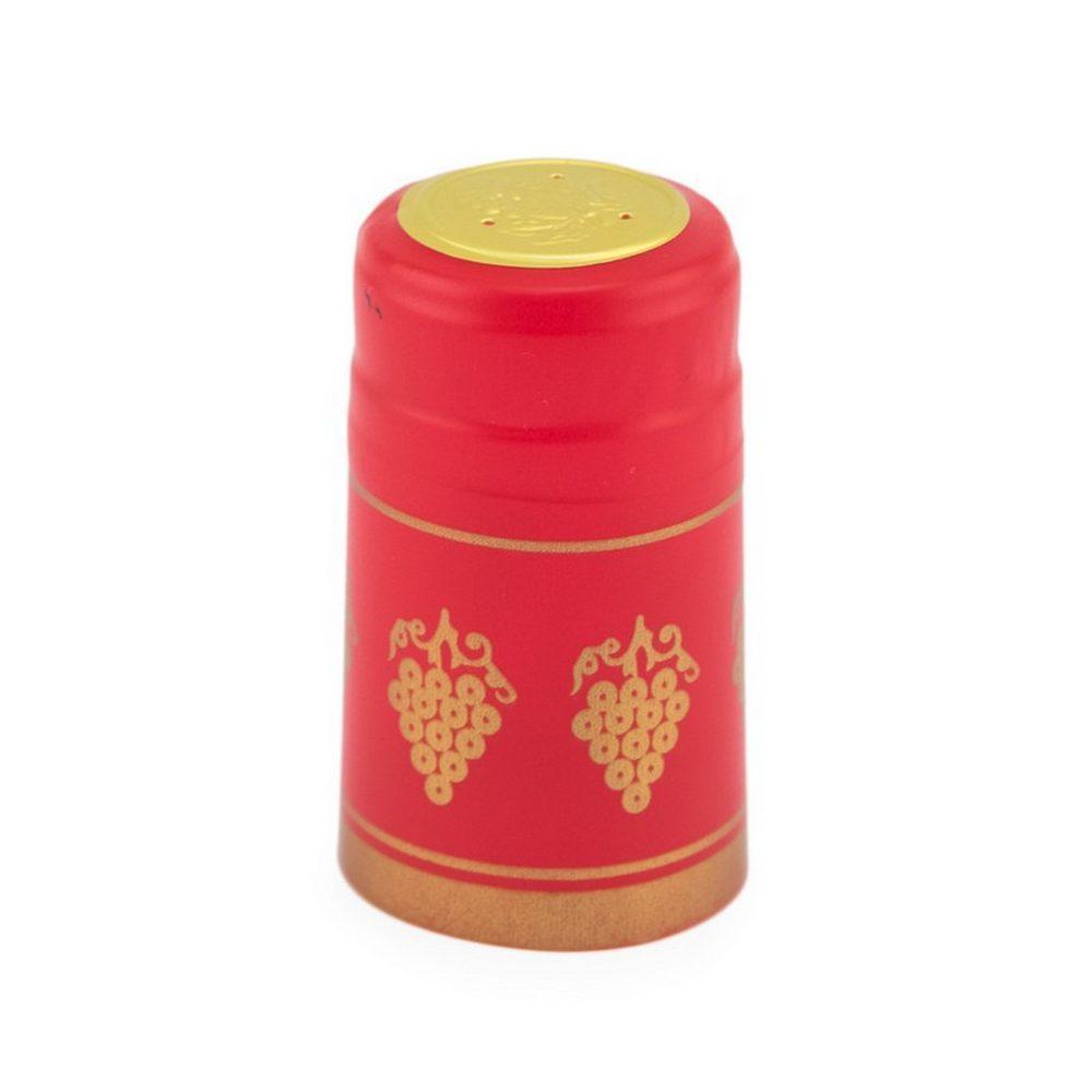 Red/Gold Grapes Shrink Caps for Wine Bottles: Pack of 100, Expertly Crafted in Europe (30.5 mm x 55 mm)