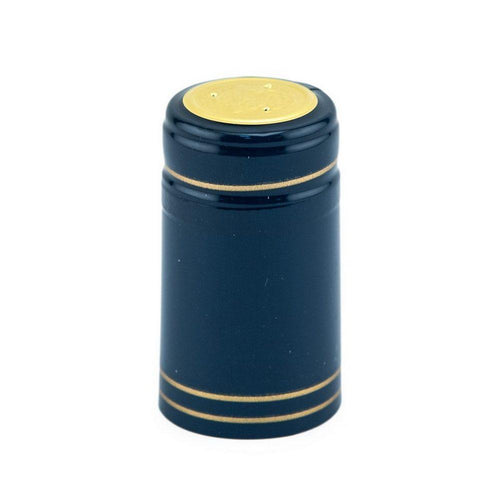 Blue/Gold Stripe Shrink Caps for Wine Bottles: Pack of 100, Expertly Crafted in Europe (30.5 mm x 55 mm)*