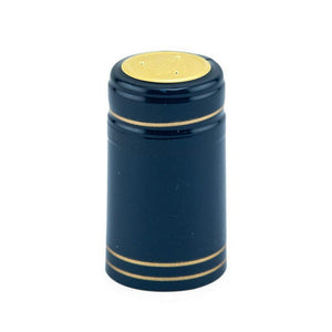 Blue/Gold Stripe Shrink Caps for Wine Bottles: Pack of 100, Expertly Crafted in Europe (30.5 mm x 55 mm)*