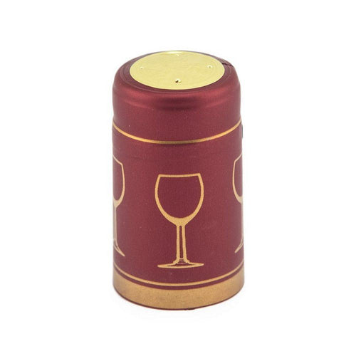 Burgundy/Gold Glass Shrink Caps for Wine Bottles: Pack of 100, Expertly Crafted in Europe (30.5 mm x 55 mm)*