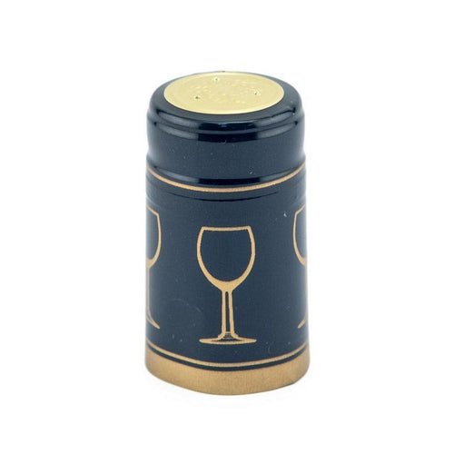 Blue/Gold Glass Shrink Caps for Wine Bottles: Pack of 100, Expertly Crafted in Europe (30.5 mm x 55 mm)*