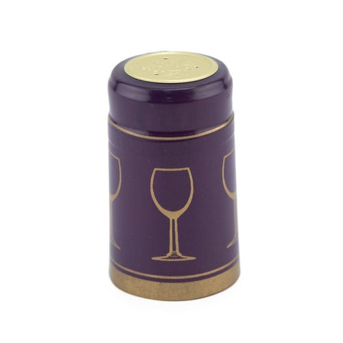 Purple/Gold Glass Shrink Caps for Wine Bottles: Pack of 100, Expertly Crafted in Europe (30.5 mm x 55 mm)*