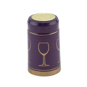 Purple/Gold Glass Shrink Caps for Wine Bottles: Pack of 100, Expertly Crafted in Europe (30.5 mm x 55 mm)*