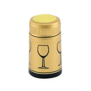 Gold/Black Glass Shrink Caps for Wine Bottles: Pack of 100, Expertly Crafted in Europe (30.5 mm x 55 mm)*