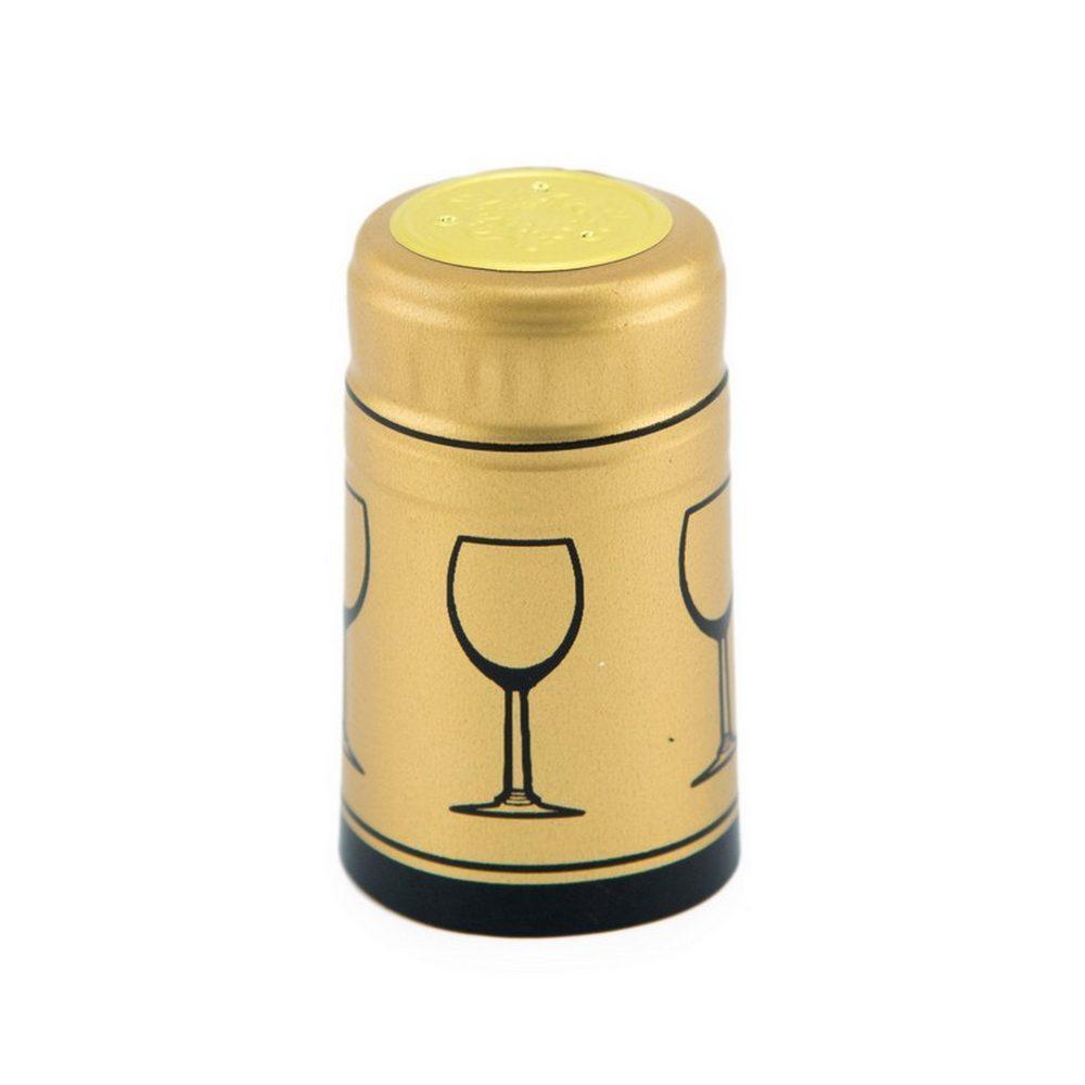 Gold/Black Glass Shrink Caps for Wine Bottles: Pack of 100, Expertly Crafted in Europe (30.5 mm x 55 mm)*