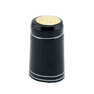Black/Silver Stripe Shrink Caps for Wine Bottles: Pack of 100, Expertly Crafted in Europe (30.5 mm x 55 mm)