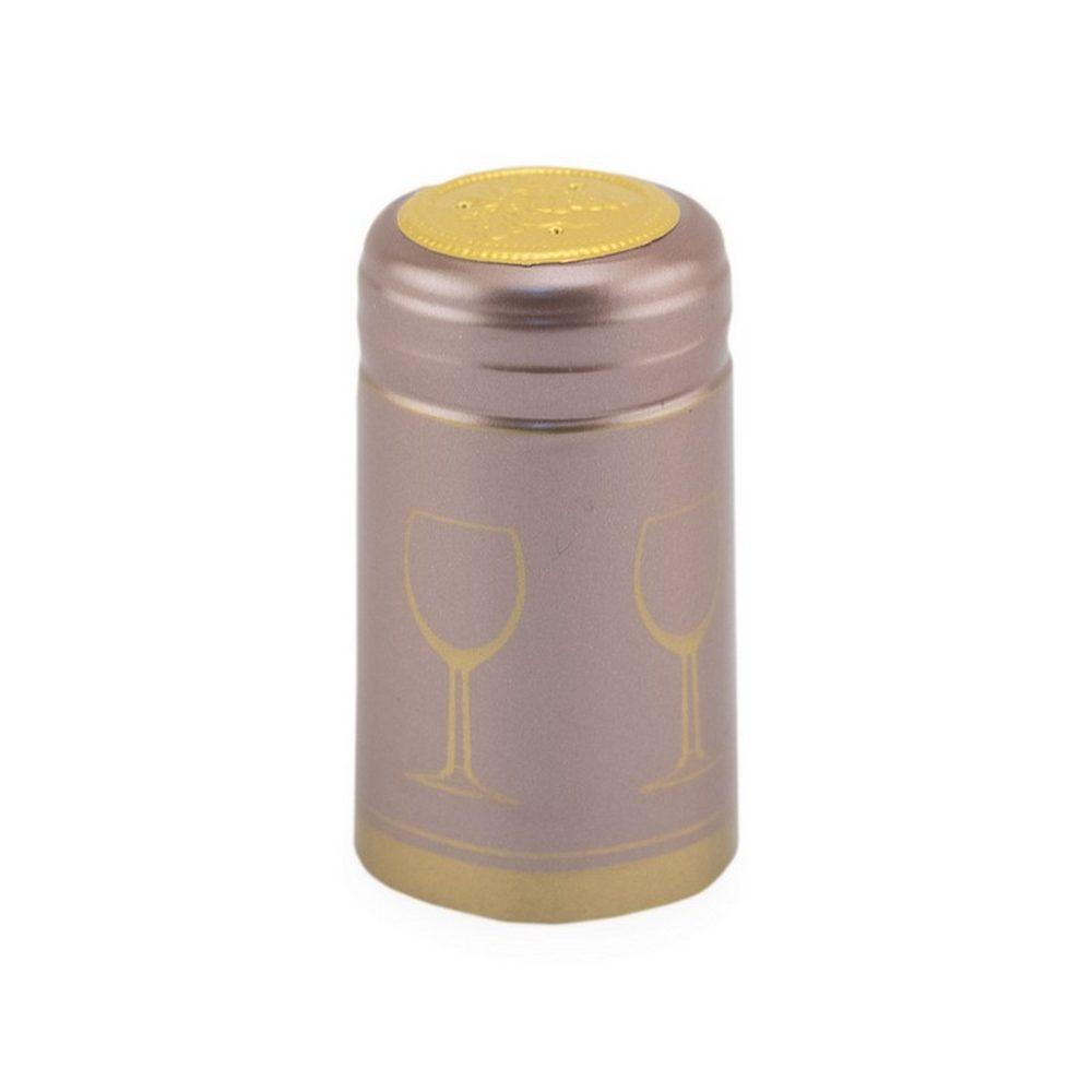 Silver Pink w/Golden Glasses Shrink Caps for Wine Bottles: Pack of 100, Expertly Crafted in Europe (30.5 mm x 55 mm)*
