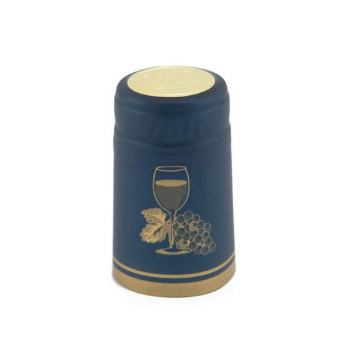 Dark Blue Cup Shrink Caps for Wine Bottles: Pack of 100, Expertly Crafted in Europe (30.5 mm x 55 mm)*