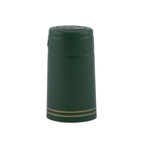 Green Metallic w/2 Gold Stripes Shrink Caps for Wine Bottles: Pack of 100, Expertly Crafted in Europe (30.5 mm x 55 mm)*