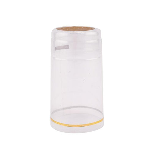 Clear w/Gold Top and Grape Imprint Shrink Caps for Wine Bottles: Pack of 100, Expertly Crafted in Europe (30.5 mm x 55 mm)*