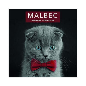 MaLbec Kitten with Blue Eyes & Red Bow Tie Wine Labels 50 per Pack (3.78 in x 3.78 in | 9.6 cm x 9.6 cm)