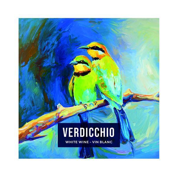 Verdicchio Blue Tailed Bee Eaters, Song Birds Wine Labels 50 per Pack (3.78 in x 3.78 in | 9.6 cm x 9.6 cm)